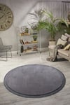 Vl Yuvarlak Comfort Düz Saçaklı Peluş Antrasit Yolluk Halı