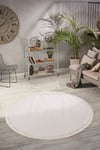 Vl Yuvarlak Comfort Düz Saçaklı Peluş Ekru
