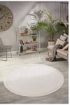 Vl Yuvarlak Comfort Düz Saçaklı Peluş Ekru