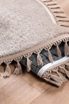 Vl Yuvarlak Comfort Ponpon Saçaklı Peluş Post Halı Kahverengi Halı