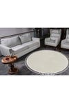 Vl Yuvarlak Comfort Ponpon Saçaklı Peluş Ekru