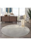 Yuvarlak Comfort Overloklu Gri Peluş Halı
