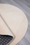 Yuvarlak Comfort Overloklu Peluş Bej Halı