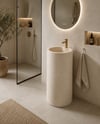 Doğal Bej Mermer Monoblok Lavabo