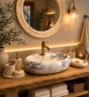 Doğal Mermer Oval Tezgah Üstü Lavabo