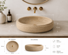 Doğal Traverten Tezgâh Üstü Lavabo – Oval 