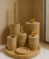 Traverten Banyo Seti 7li Top Objeli