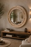 Traverten Oval Ayna  60cm Yuvarlak