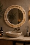 Traverten Oval Ayna  60cm Yuvarlak