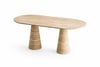 Traverten Oval Yemek Masası – Ribbed Pedestal