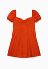 Nar çiçeği mini poplin elbise