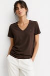 Orjinal marka V yaka basic tshirt- acı kahve