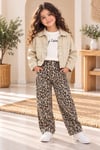 BEJ CEKETLİ LEOPAR DESENLİ BOL PAÇA TAKIM