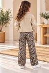 BEJ CEKETLİ LEOPAR DESENLİ BOL PAÇA TAKIM