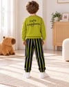FISTIK YEŞİLİ KAPİBARA NAKIŞLI SWEATSHİRT VE ÇİZGİLİ ALT TAKIM