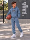İNDİGO MAVİ KAPÜŞONLU SWEATSHİRT VE JOGGER EŞOFMAN TAKIM