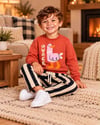 KİREMİT ÖRDEK BASKILI SWEATSHİRT VE ÇİZGİLİ PANTOLON TAKIMI