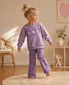 MOR HELLO KİTTY BASKILI SWEATSHİRT VE EKOSE DESENLİ İSPANYOL PAÇA PANTOLON TAKIM