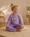 MOR HELLO KİTTY BASKILI SWEATSHİRT VE EKOSE DESENLİ İSPANYOL PAÇA PANTOLON TAKIM