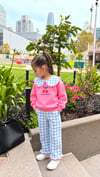 PEMBE CHERY GARDEN KİRAZ NAKIŞLI BEBE YAKA SWEATSHİRT VE PÖTİKARE PANTOLON 2 Lİ TAKIM