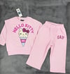 PEMBE HELLO KİTTY BASKILI DONDURMA FİGÜRLÜ İKİ İPLİK SWEATSHİRT EŞOFMAN TAKIMI