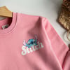 PEMBE STİCH BASKILI SWEATSHİRT VE JOGGER EŞOFMAN TAKIMI