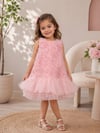 PUDRA GÜL DESENLİ TÜL ELBİSE
