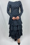 Katlı Puantiye Elbise SİYAH