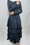 Katlı Puantiye Elbise SİYAH