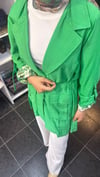 Keten Bel Bağlamalı Blazer Ceket YEŞİL