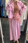Keten Kısa Trench Etekli Takım PEMBE