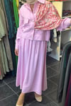 Keten Kısa Trench Etekli Takım PEMBE