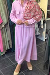 Keten Kısa Trench Etekli Takım PEMBE