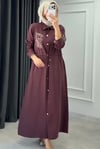 Nakışlı Tensel Gömlek Elbise BORDO