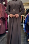 Poplin Tokalı Elbise KAHVE