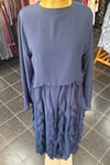Şifon Astarlı Fırfır Detay Etekli Takım İNDİGO
