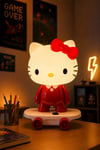 Çocuk Odası Hello Kitty Figürlü Gece Lambası Kırmızı│ Sevimli Bebek Odası Masa Lambası 32cm