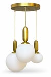 Gold 2'lü Cam Eggy Sarkıt Avize – Modern Eskitme Gold Salon Avizesi