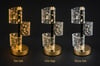 Gold Flake Silindir Cam Masa Lambası – 3 Işık Modlu, Siyah Gövdeli Dekoratif LED Abajur