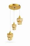 Gold Kristal Taşlı 3'lü Sarkıt Avize | Modern Dekoratif Salon Avizesi