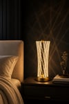 Konik Form Çizgili LED Masa Lambası – 3 Işık Modlu Modern Dekoratif Abajur