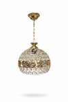 Lüks Kristal Cam Tekli Sarkıt Avize – Gold Metal Gövde Modern Dekoratif Tavan Aydınlatma