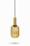 Modern Amber Cam Tekli Sarkıt Avize Gold Metal Gövdeli Dekoratif Mutfak & Salon Avizesi