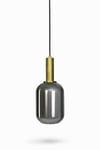 Modern Füme Cam Tekli Sarkıt Avize Gold Metal Gövdeli Dekoratif Mutfak & Salon Avizesi