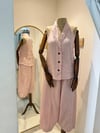 %100 Keten Yelek Pantolon Takım - Pembe