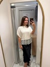 EKRU ETEK UCU DANTELLİ TRİKO BLUZ