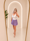 MOR PİLİSSELİ İÇİ ŞORTLU MİNİ ETEK