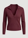 Mürdüm Örgü Model Polo Yaka Triko