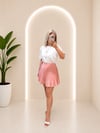 PEMBE PİLİSSELİ İÇİ ŞORTLU MİNİ ETEK