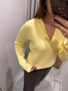 Sarı Örgü Model Polo Yaka Triko